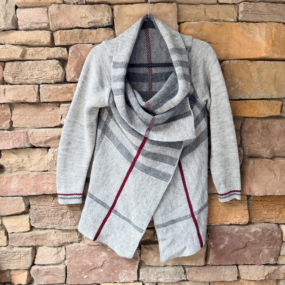 Elisabetta S Women's Gray Wool Alpaca Knit Cardigan Sweater Italy Wrap Poncho